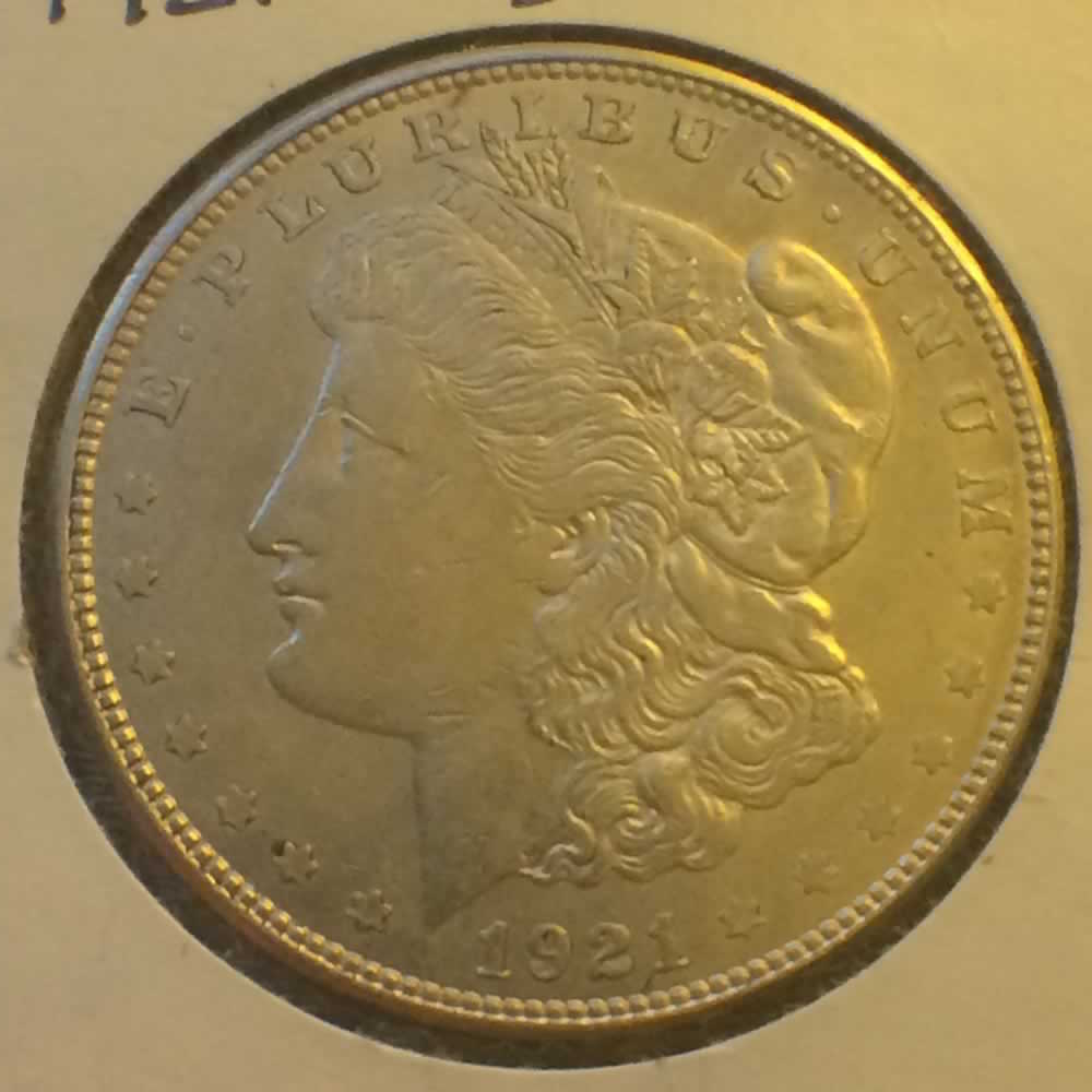 US 1921 D Morgan Dollar ( S$1 ) - Obverse