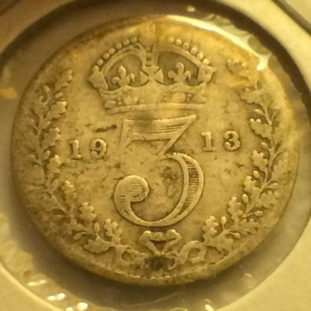 GB 1913  Silver 3 Pence ( 3P ) - Reverse