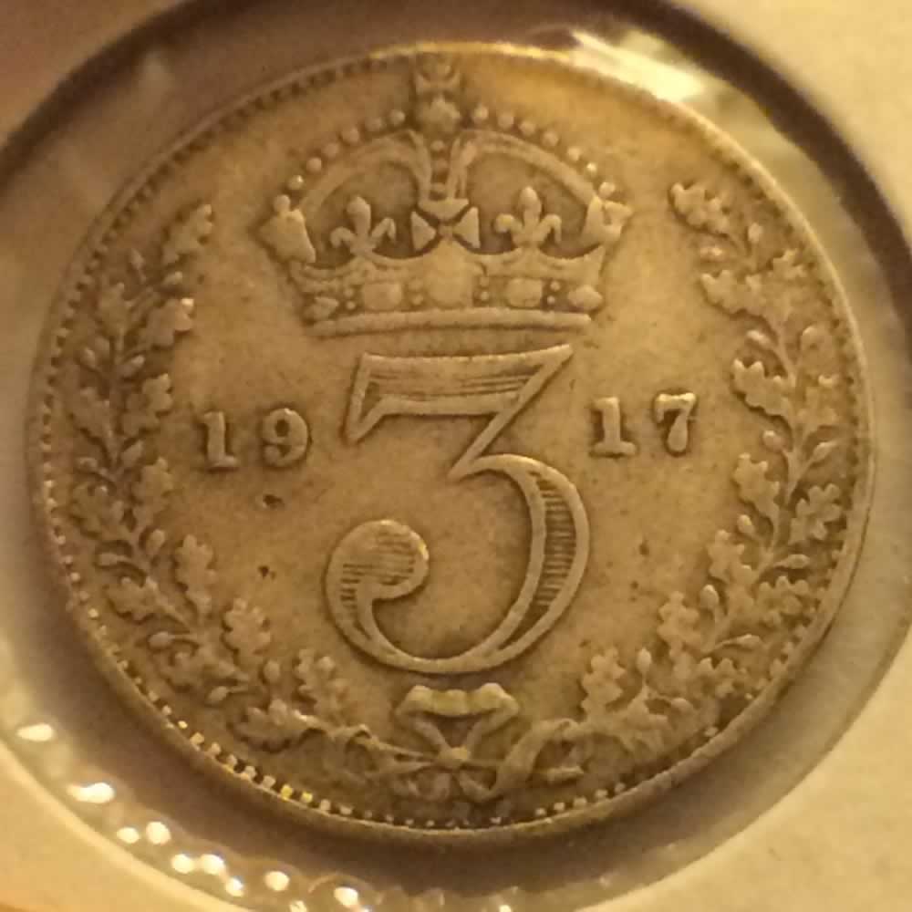 GB 1917  Silver 3 Pence ( 3P ) - Reverse