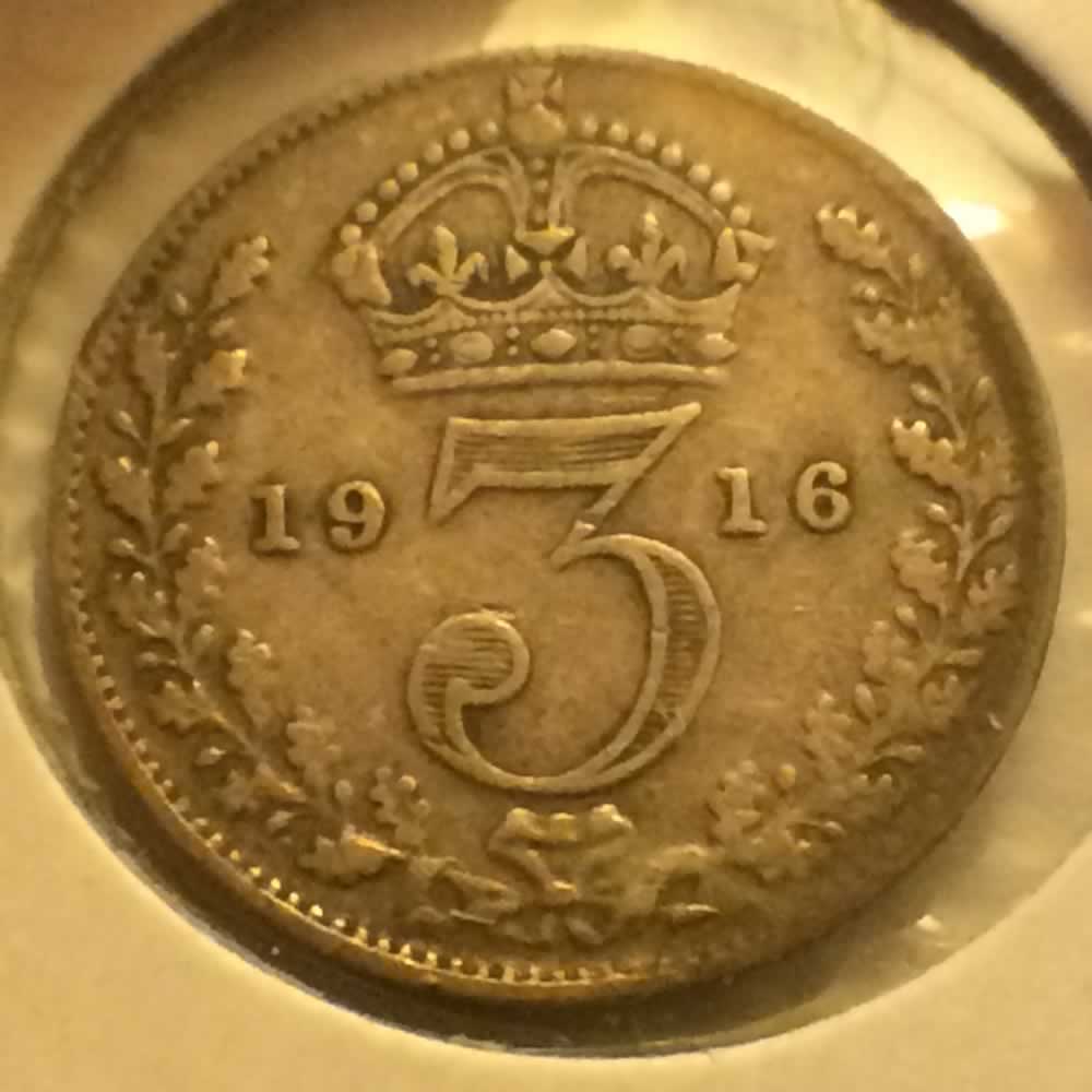 GB 1916  Silver 3 Pence ( 3P ) - Reverse
