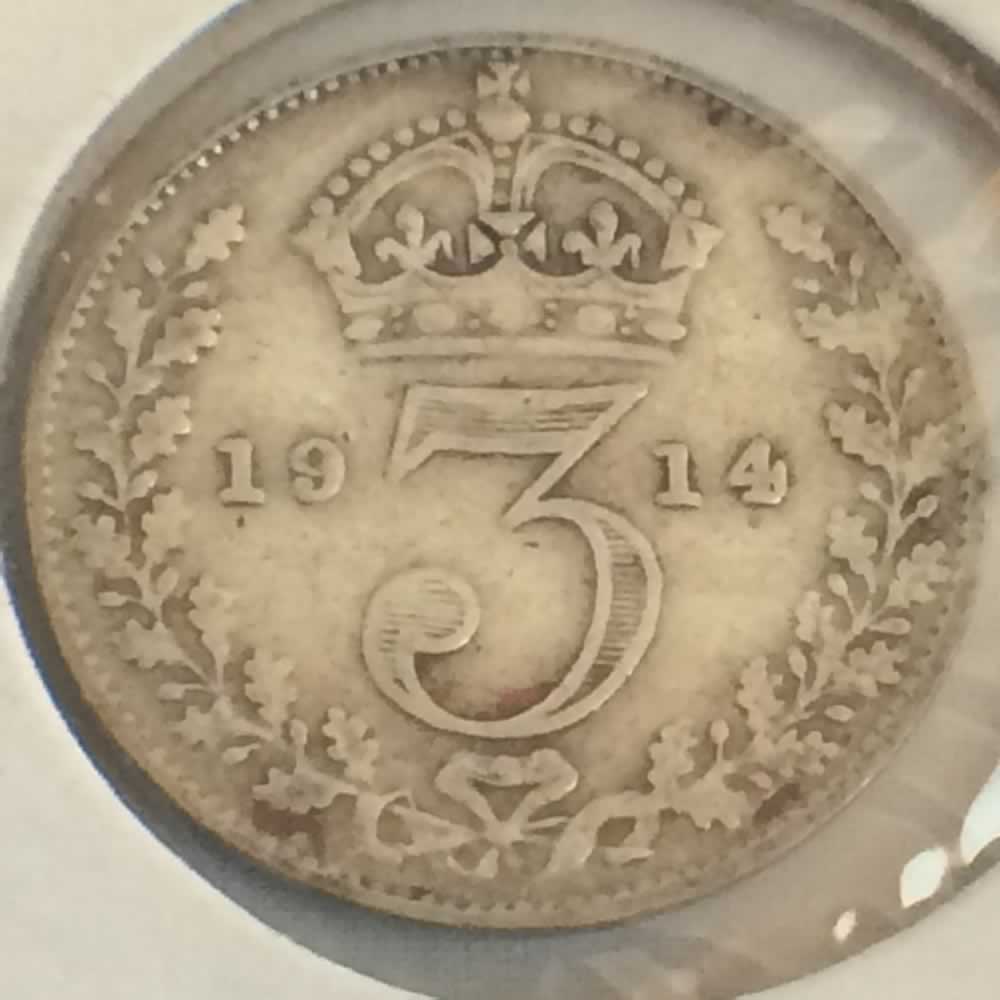 GB 1914  Silver 3 Pence ( 3P ) - Reverse
