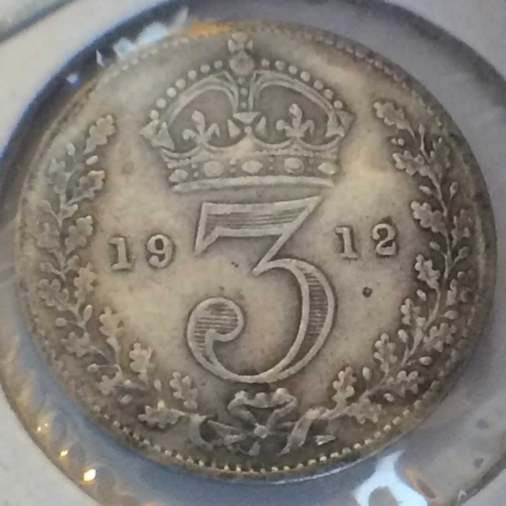 GB 1912  Silver 3 Pence ( 3P ) - Reverse