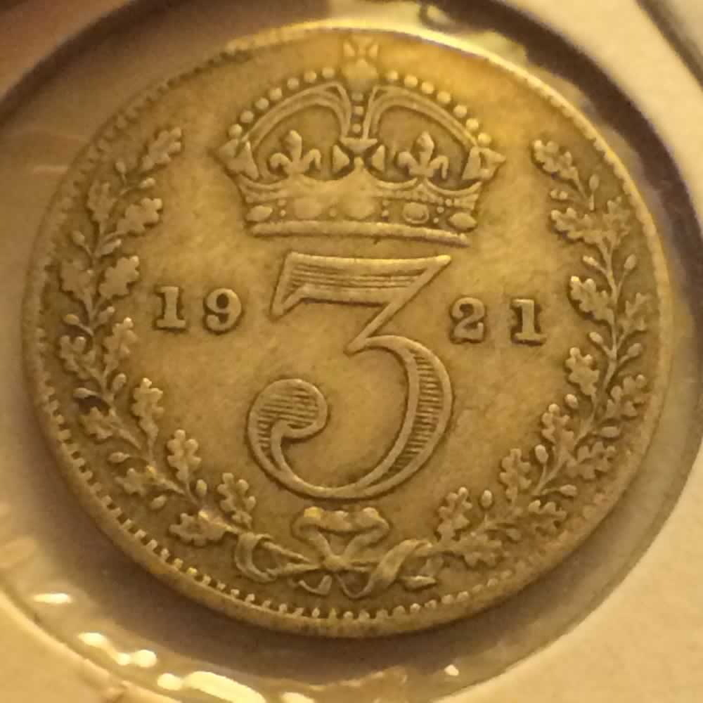 GB 1921  Silver 3 Pence ( 3P ) - Reverse
