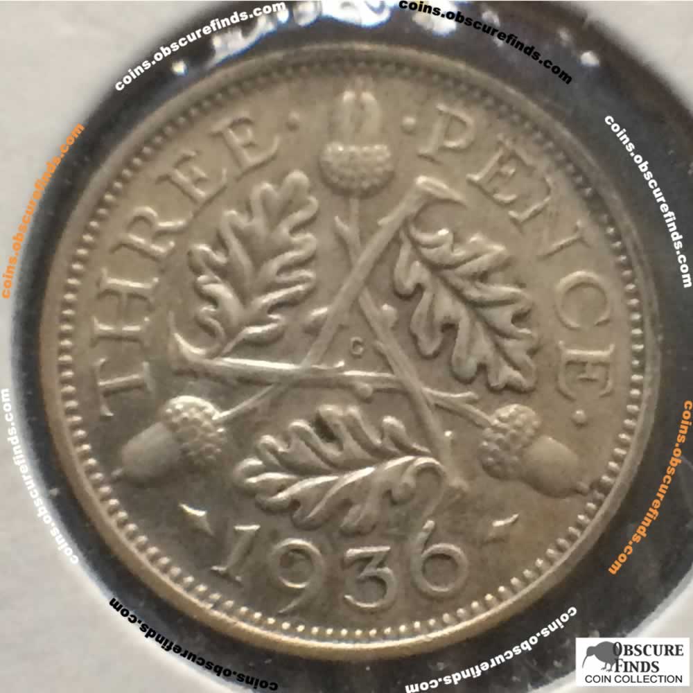 GB 1936  Silver 3 Pence ( 3P ) - Reverse