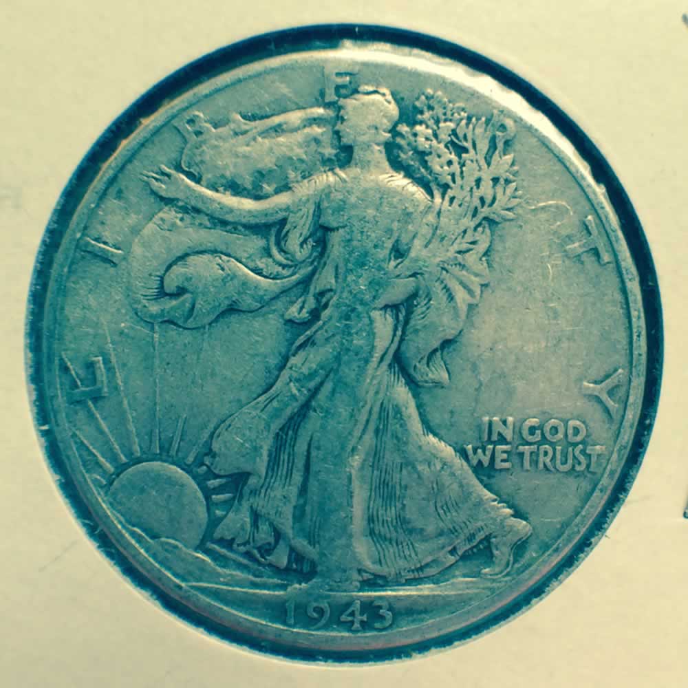 US 1943 D Walking Liberty half dollar ( S50C ) - Obverse