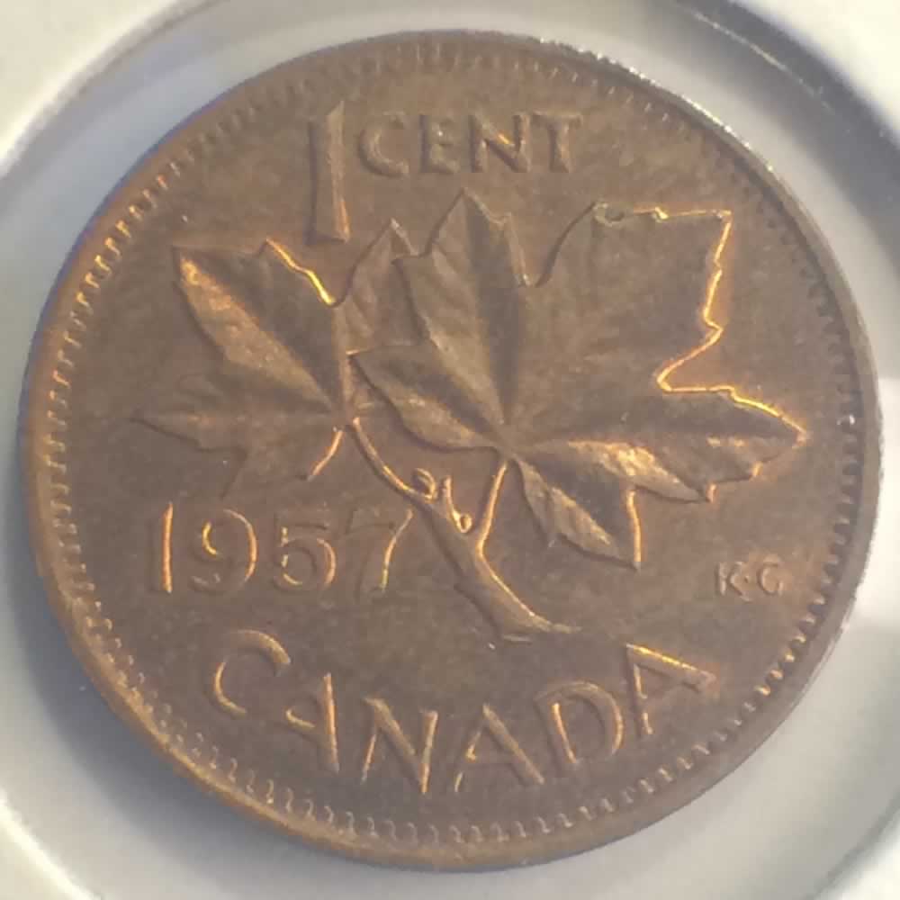 Canada 1957  Elizabeth II Canadian Cent ( C1C ) - Reverse