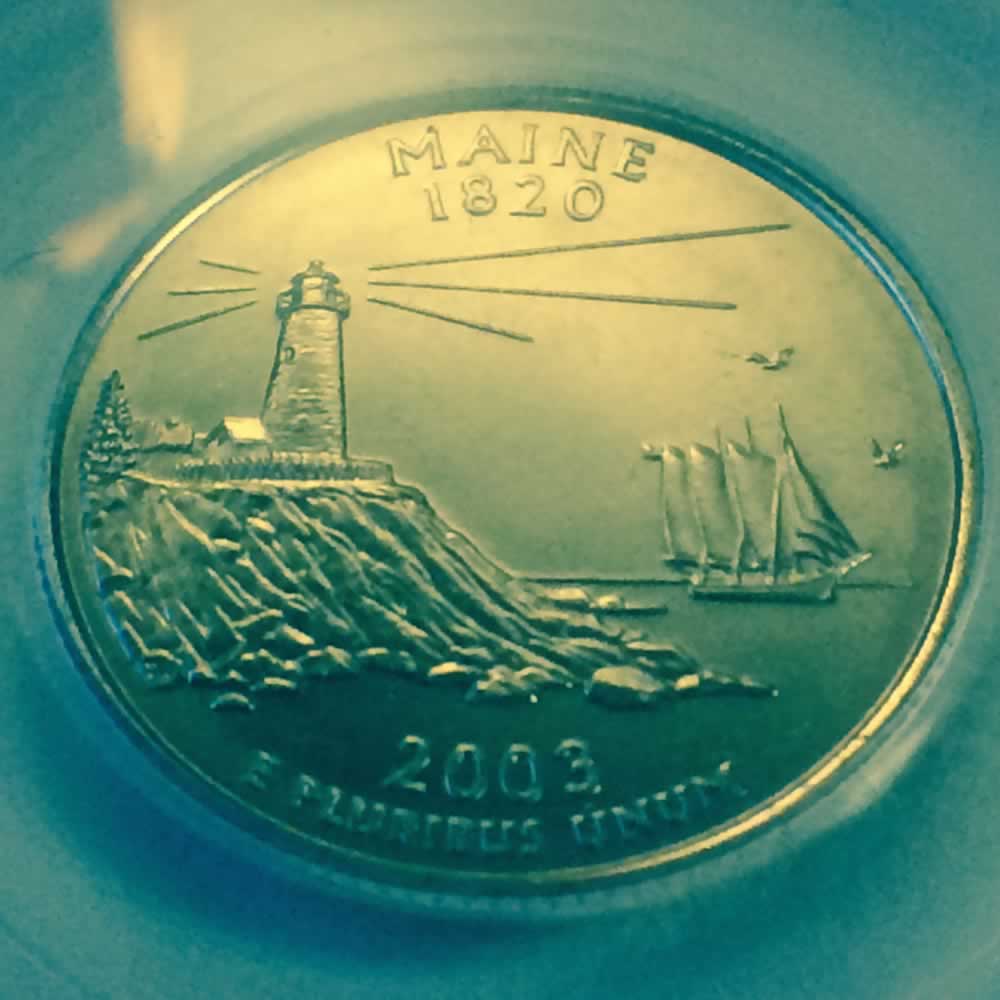 US 2003 P Maine Statehood Quarter ( 25C ) - Reverse