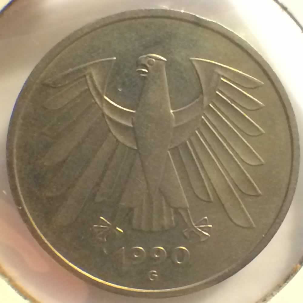 Germany 1990 G 5 Deutsche Mark ( DM 5 ) - Reverse