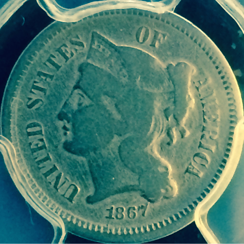 US 1867  Three-cent nickel ( 3CN ) - Obverse